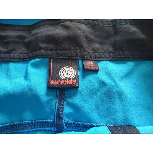 Burnside Board Shorts Stretch Turquoise Blue W/ Drawsting Sz 38 - Picture 6 of 8
